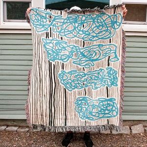 Large Woven Throw Blanket with Abstract Design